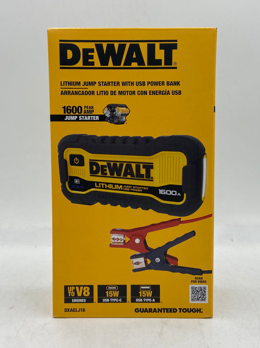 New DEWALT Lithium Jump Starter with USB Power Bank Jump Starter DXAELJ16