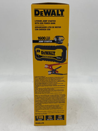 New DEWALT Lithium Jump Starter with USB Power Bank Jump Starter DXAELJ16