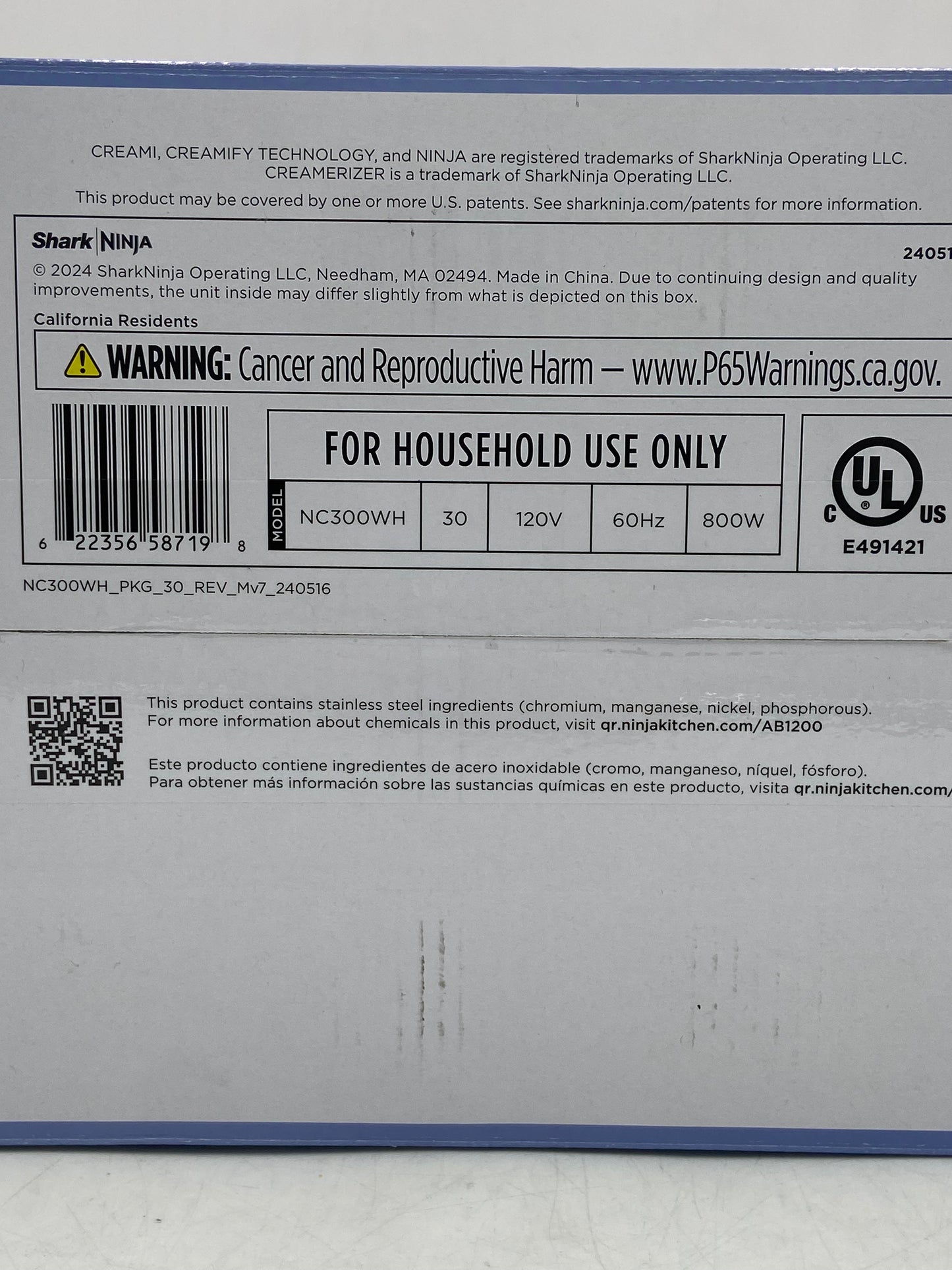 New Ninja Creami 5-In-1 Ice Cream Maker NC300WH