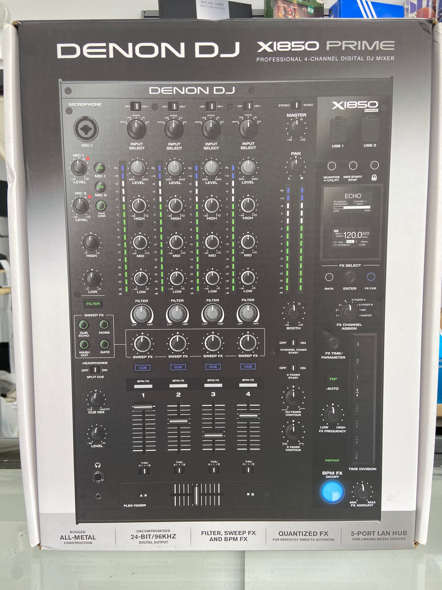 New Denon DJ X1850 Prime Professional 4-Channel Digital DJ Mixer X1850