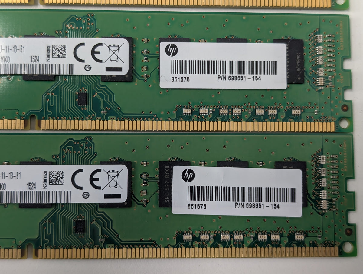 Samsung HP 8GB DDR3-1600MHz PC3L-12800U UDIMM Desktop Memory Ram Lot 698651-154