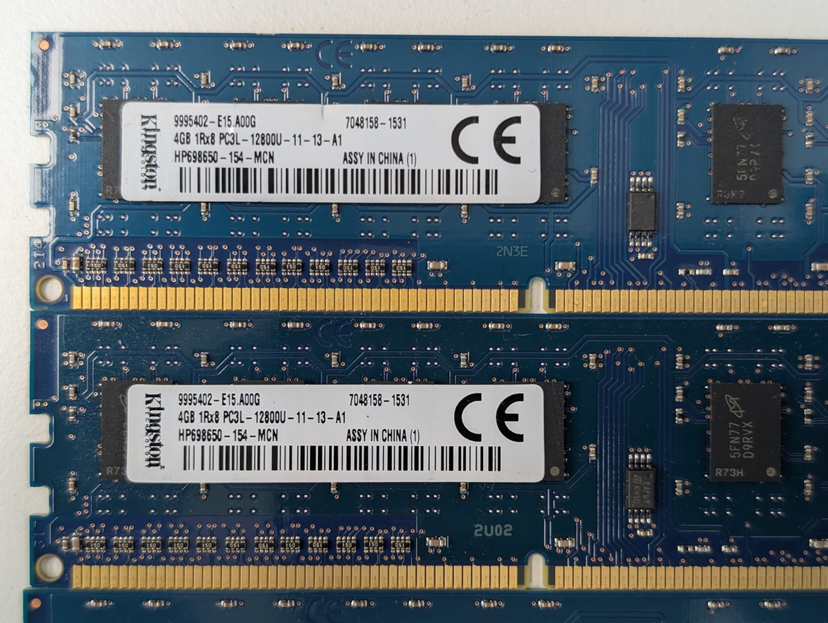 Kingston HP 4GB PC3L-12800U DDR3 1600MHz UDIMM Desktop Memory Ram Lot 698650-154