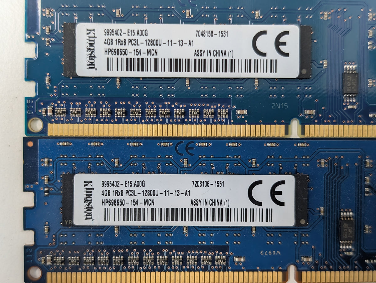Kingston HP 4GB PC3L-12800U DDR3 1600MHz UDIMM Desktop Memory Ram Lot 698650-154