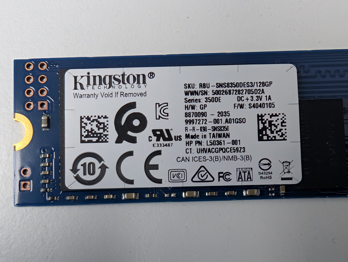 Kingston 128GB M.2 2280 SATA III SSD Solid State Drive L50361-001 350DE Series