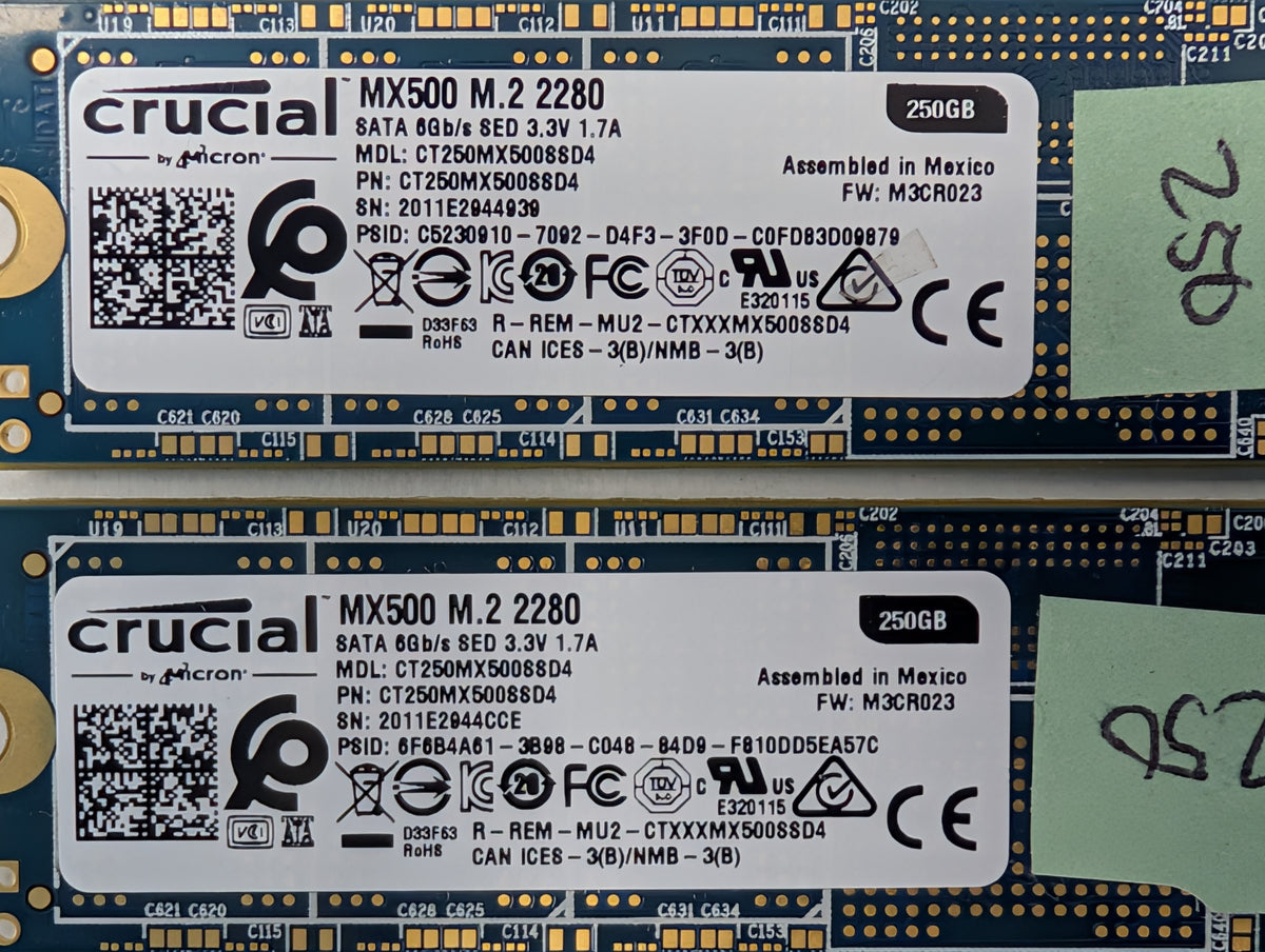 Crucial MX500 250GB M.2 2280 SATA III Solid State Drive SSD CT250MX500SSD4 Lot