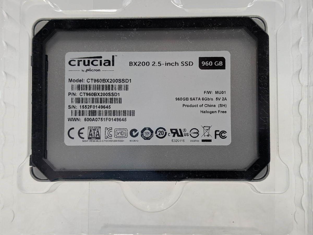 Crucial BX200 960GB 2.5" SATA III Solid State Drive SSD CT960BX200SSD1 Set