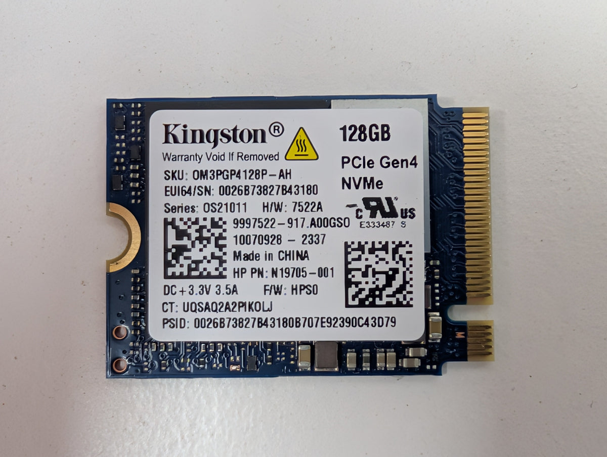 Kingston 128GB NVMe M.2 2230 PCIe Gen4 SSD HP N19705-001 OM3PGP4128P-AH OEM Part