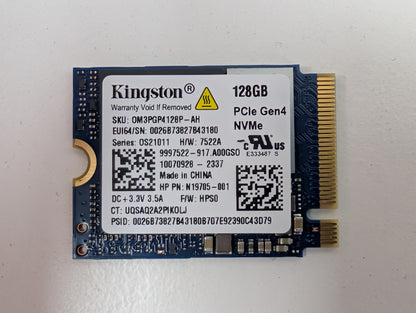 Kingston 128GB NVMe M.2 2230 PCIe Gen4 SSD HP N19705-001 OM3PGP4128P-AH OEM Part